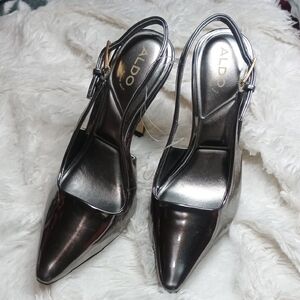 Aldo Metallic Silver Women's Heels